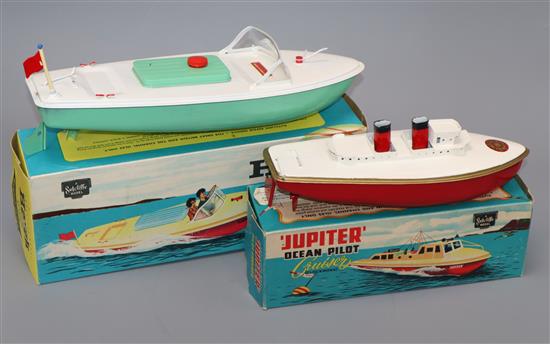 A Sutcliffe Hawk speedboat and Jupiter pilot cruiser models, boxed